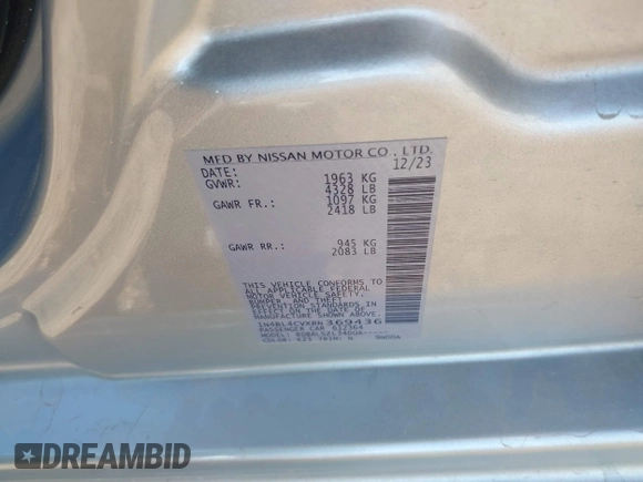 2024 Nissan Altima SR z VIN 1N4BL4CVXRN369436, wystawiony jako IAAI lot #42301286 z przebiegiem 33 650 mil mil oraz . Historia ofert i sprzedaży dostępna na DreamBid. Obrazek 9.