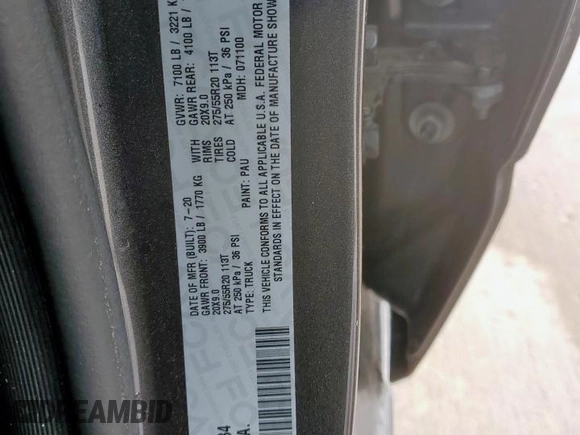 2020 Ram 1500 Laramie with VIN 1C6SRFJT1LN355834, listed as a Copart auction lot 57878305 with Not provided miles and Salvage title. Bid and sale history available at DreamBid. Image 12.