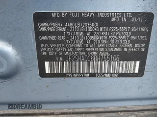2011 Subaru Forester X Premium с VIN JF2SHADC6BH755106, выставлен на аукционе IAAI как лот 42468316 с пробегом 155 623 миль миль и . История ставок и продаж доступна на DreamBid. Изображение 9.