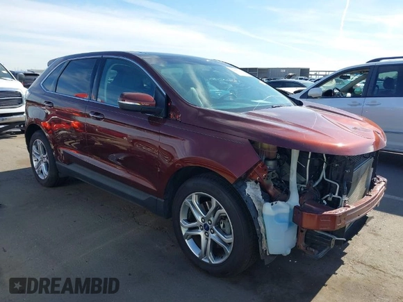 2015 Ford Edge Titanium with VIN 2FMTK4K8XFBB08680, listed as a IAAI auction lot 42066393 with 106,287 mi miles. Bid and sale history available at carsss.com. Image 1.