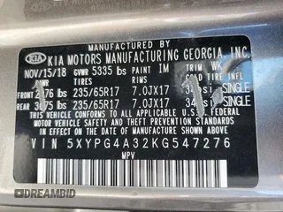 2019 Kia Sorento L with VIN 5XYPG4A32KG547276, listed as a Copart auction lot 41465775 with 75,208 mi miles and Salvage Title. Bid and sale history available at DreamBid. Image 13.