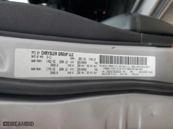 2011 Dodge Durango Crew with VIN 1D4SD4GT2BC592395, listed as a Copart auction lot 43017665 with 224,628 mi miles and Salvage Title. Bid and sale history available at carsss.com. Image 13.