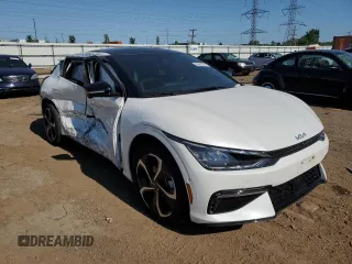 2022 Kia EV6 GT-Line with VIN KNDC4DLC3N5066437, listed as a Copart auction lot 63692294 with 0 mi miles and Salvage Title. Bid and sale history available at carsss.com. Image 4.