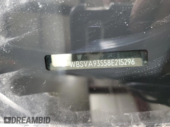 2008 BMW 3 Series M3 with VIN WBSVA93558E215296, listed as a Copart auction lot 81343534 with Not provided miles and Clean title. Bid and sale history available at DreamBid. Image 13.