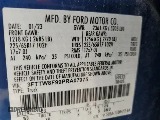 2023 Ford Maverick XL with VIN 3FTTW8F99PRA07975, listed as a Copart auction lot 62668435 with 60,703 mi miles and Clean title. Bid and sale history available at DreamBid. Image 12.