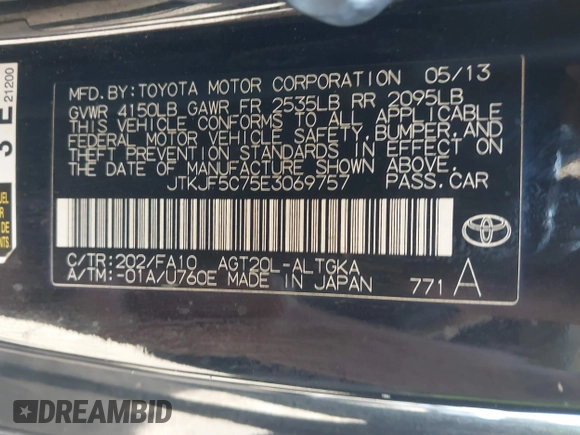2014 Scion tC z VIN JTKJF5C75E3069757, wystawiony jako IAAI lot #42175725 z przebiegiem 191 054 mil mil oraz . Historia ofert i sprzedaży dostępna na DreamBid. Obrazek 9.