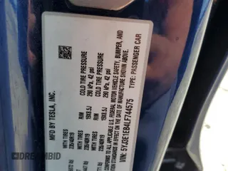 2020 Tesla Model 3 Long Range with VIN 5YJ3E1EB4LF744575, listed as a Copart auction lot 50202375 with 61,357 mi miles and Salvage Title. Bid and sale history available at carsss.com. Image 12.