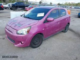 2015 Mitsubishi Mirage DE with VIN ML32A3HJXFH049563, listed as a IAAI auction lot 41563478 with 124,147 mi miles. Bid and sale history available at carsss.com. Image 2.