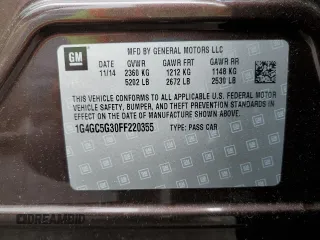 2015 Buick LaCrosse Leather with VIN 1G4GC5G30FF220355, listed as a Copart auction lot 56730955 with 71,575 mi miles and Salvage title. Bid and sale history available at DreamBid. Image 12.