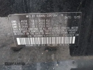 2024 Subaru Legacy Premium с VIN 4S3BWAF63R3020456, выставлен на аукционе IAAI как лот 42423143 с пробегом 7 478 миль миль и . История ставок и продаж доступна на DreamBid. Изображение 9.