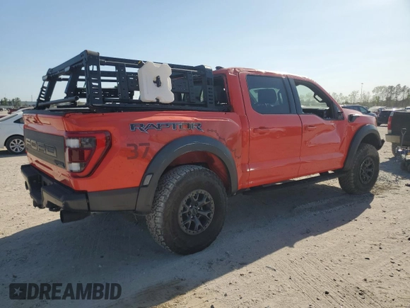 2021 Ford F-150 Raptor with VIN 1FTFW1RG7MFC62731, listed as a Copart auction lot 48047705 with 5,911 mi miles and Salvage Title. Bid and sale history available at carsss.com. Image 3.