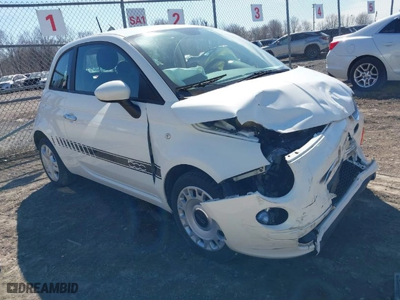 2012 FIAT 500 Pop with VIN 3C3CFFAR3CT343957, listed as a IAAI auction lot 41898756 with 26,871 mi miles. Bid and sale history available at carsss.com. Image 1.