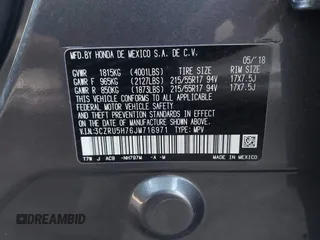 2018 Honda HR-V EX-L Navi with VIN 3CZRU5H76JM716971, listed as a IAAI auction lot 41646262 with 60,742 mi miles. Bid and sale history available at carsss.com. Image 9.