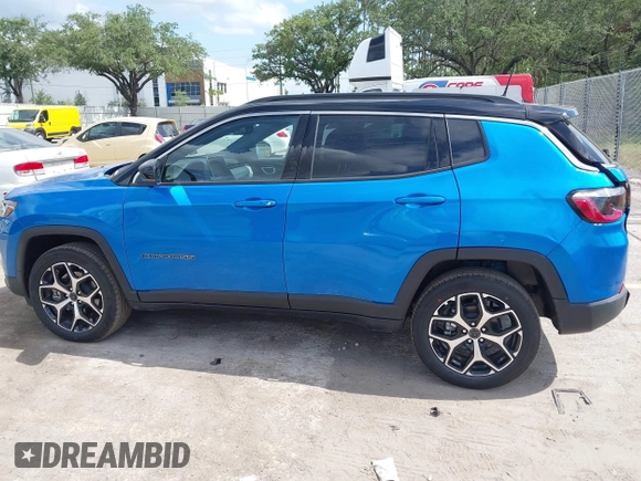 2025 Jeep Compass Limited with VIN 3C4NJDCNXST549907, listed as a IAAI auction lot 42186779 with 1,406 mi miles and . Bid and sale history available at DreamBid. Image 14.