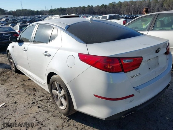 2015 Kia Optima LX with VIN KNAGM4A73F5601370, listed as a IAAI auction lot 41633083 with 164,752 mi miles. Bid and sale history available at carsss.com. Image 3.