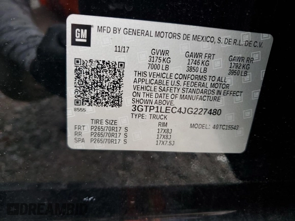 2018 GMC Sierra 1500 with VIN 3GTP1LEC4JG227480, listed as a Copart auction lot 75189554 with Not Provided miles and Salvage Title. Bid and sale history available at DreamBid. Image 12.