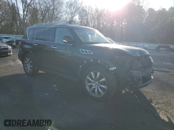 2013 Infiniti QX56 with VIN JN8AZ2NF2D9530334, listed as a Copart auction lot 43047735 with 165,203 mi miles and Salvage title. Bid and sale history available at DreamBid. Image 4.