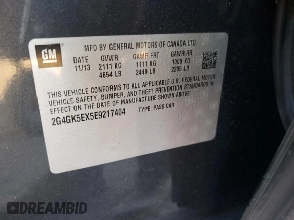 2014 Buick Regal with VIN 2G4GK5EX5E9217404, listed as a Copart auction lot 79680124 with 144,465 mi miles and Salvage Title. Bid and sale history available at carsss.com. Image 12.