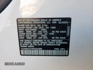 2023 Volkswagen Atlas 3.6L V6 SE w/Technology with VIN 1V2HR2CA7PC532989, listed as a Copart auction lot 42375345 with 24,026 mi miles and Salvage Title. Bid and sale history available at carsss.com. Image 15.
