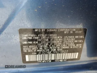 2023 Subaru Crosstrek Limited с VIN JF2GTHMC7PH218507, выставлен на аукционе Copart как лот 55037345 с пробегом 15 806 миль миль и Списание • Salvage title. История ставок и продаж доступна на DreamBid. Изображение 13.