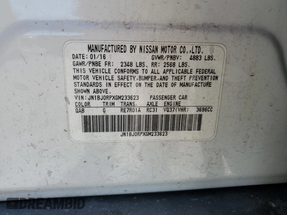 2016 Infiniti QX50 with VIN JN1BJ0RPXGM233623, listed as a Copart auction lot 78663224 with 0 mi miles and Salvage Title. Bid and sale history available at carsss.com. Image 15.