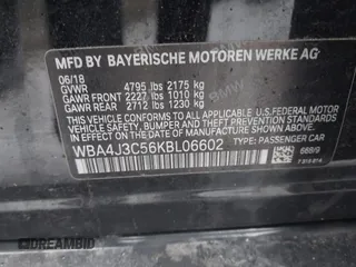 2019 BMW 4 Series 430i xDrive with VIN WBA4J3C56KBL06602, listed as a IAAI auction lot 41734467 with 225,041 mi miles. Bid and sale history available at carsss.com. Image 9.
