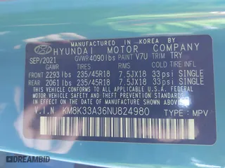 2022 Hyundai Kona N Line with VIN KM8K33A36NU824980, listed as a IAAI auction lot 41814053 with 1 mi miles. Bid and sale history available at carsss.com. Image 9.