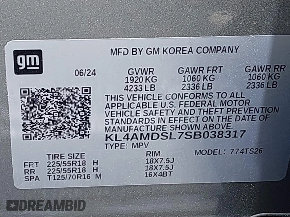 2025 Buick Encore GX Sport Touring с VIN KL4AMDSL7SB038317, выставлен на аукционе IAAI как лот 42151204 с пробегом 10 917 миль миль и . История ставок и продаж доступна на DreamBid. Изображение 9.
