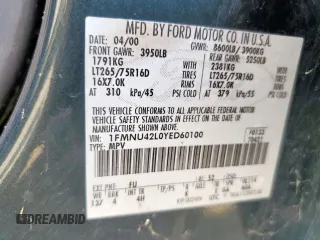 2000 Ford Excursion Limited z VIN 1FMNU42L0YED60100, wystawiony jako Copart lot #58760345 z przebiegiem 239 477 mil mil oraz Szkoda całkowita • Salvage title. Historia ofert i sprzedaży dostępna na DreamBid. Obrazek 13.