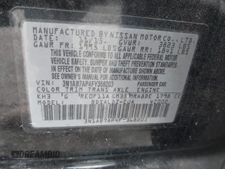 2015 Nissan Sentra SV with VIN 3N1AB7AP4FY368203, listed as a IAAI auction lot 41943298 with 115,375 mi miles. Bid and sale history available at carsss.com. Image 9.