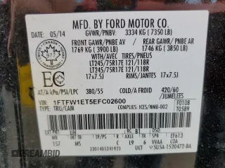 2014 Ford F-150 XL z VIN 1FTFW1ET5EFC02600, wystawiony jako Copart lot #63622955 z przebiegiem 168 739 mil mil oraz Czysty tytuł • Clean title. Historia ofert i sprzedaży dostępna na DreamBid. Obrazek 12.