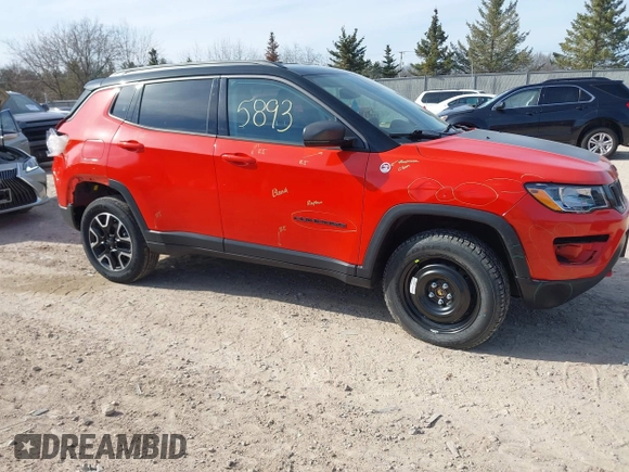 2020 Jeep Compass Trailhawk with VIN 3C4NJDDB2LT142394, listed as a IAAI auction lot 42055893 with 54,490 mi miles and . Bid and sale history available at carsss.com. Image 1.