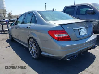 2012 Mercedes-Benz C 63 AMG with VIN WDDGF7HB2CA733599, listed as a IAAI auction lot 42094388 with 81,287 mi miles and . Bid and sale history available at carsss.com. Image 3.