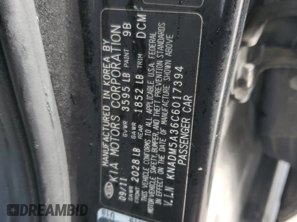2012 Kia Rio LX with VIN KNADM5A36C6017394, listed as a Copart auction lot 86751824 with 121,126 mi miles and Clean Title. Bid and sale history available at DreamBid. Image 12.