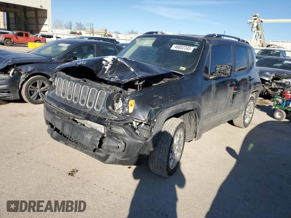 2018 Jeep Renegade Latitude z VIN ZACCJBBB0JPH59666, wystawiony jako Copart lot #46852345 z przebiegiem 111 668 mil mil oraz Szkoda całkowita • Salvage title. Historia ofert i sprzedaży dostępna na DreamBid. Obrazek 1.