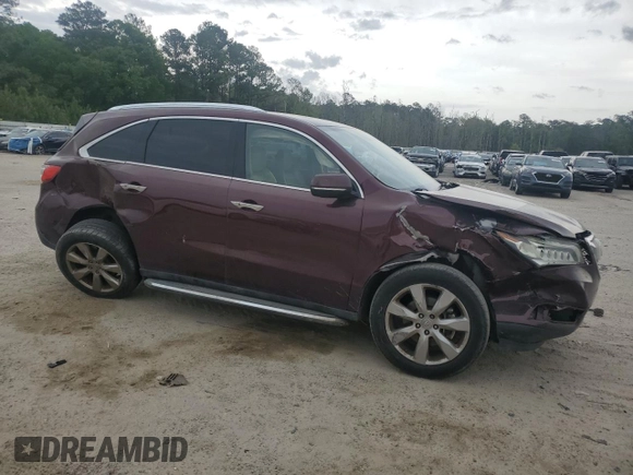 2014 Acura MDX Advance with VIN 5FRYD4H8XEB046967, listed as a Copart auction lot 52093545 with 172,925 mi miles and Salvage title. Bid and sale history available at DreamBid. Image 4.