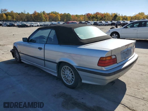 1997 BMW 3-Series 328IC with VIN WBABK8326VET99504, listed as a Copart auction lot 76481924 with 172,043 mi miles and Salvage Title. Bid and sale history available at carsss.com. Image 2.