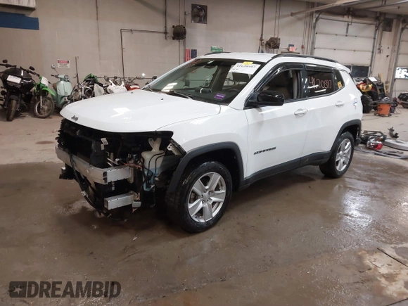 2022 Jeep Compass Latitude with VIN 3C4NJDBB9NT147839, listed as a IAAI auction lot 41620597 with 26,350 mi miles and . Bid and sale history available at DreamBid. Image 18.