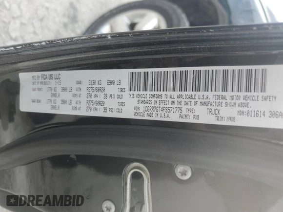 2015 Ram 1500 Outdoorsman with VIN 1C6RR7GT4FS571775, listed as a Copart auction lot 55491085 with 125,798 mi miles and Salvage title. Bid and sale history available at DreamBid. Image 12.