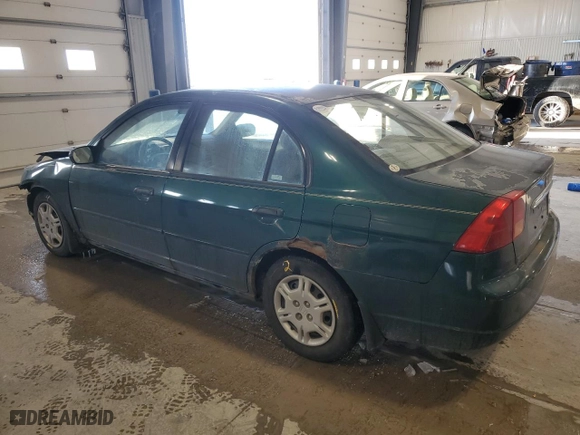 2001 Honda Civic LX with VIN 2HGES15581H502828, listed as a Copart auction lot 45672155 with 166,046 mi miles and Salvage Title. Bid and sale history available at carsss.com. Image 2.