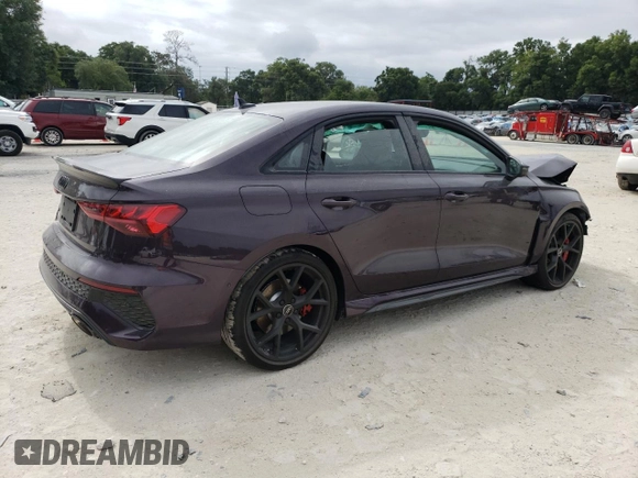 2024 Audi RS 3 with VIN WUAG4DGY6RA907285, listed as a Copart auction lot 59847024 with 636 mi miles and Non repairable. Bid and sale history available at DreamBid. Image 3.