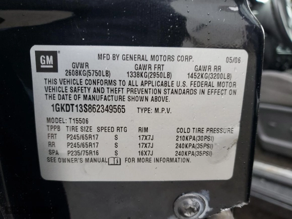 2006 GMC Envoy SLT with VIN 1GKDT13S862349565, listed as a Copart auction lot 83965094 with 0 mi miles and Salvage Title. Bid and sale history available at carsss.com. Image 13.