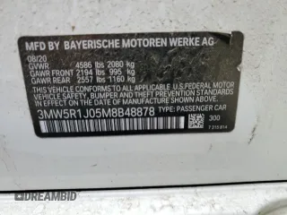 2021 BMW 3 Series 330i with VIN 3MW5R1J05M8B48878, listed as a Copart auction lot 47540515 with 53,516 mi miles and Salvage Title. Bid and sale history available at carsss.com. Image 12.