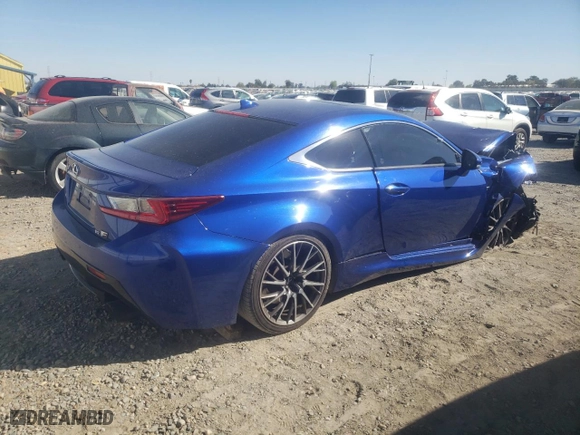 2015 Lexus RC F with VIN JTHHP5BCXF5001122, listed as a Copart auction lot 77257824 with 99,948 mi miles and Salvage Title. Bid and sale history available at carsss.com. Image 3.