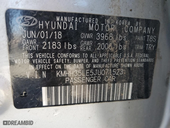 2018 Hyundai Elantra GT with VIN KMHH35LE5JU071523, listed as a Copart auction lot 49627815 with 74,741 mi miles and Salvage Title. Bid and sale history available at carsss.com. Image 13.