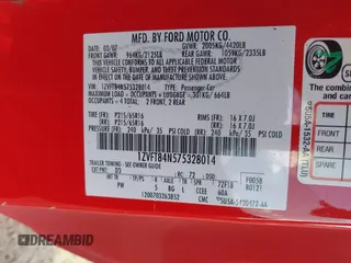 2007 Ford Mustang Deluxe with VIN 1ZVFT84N575328014, listed as a IAAI auction lot 41868433 with 110,680 mi miles and . Bid and sale history available at carsss.com. Image 9.