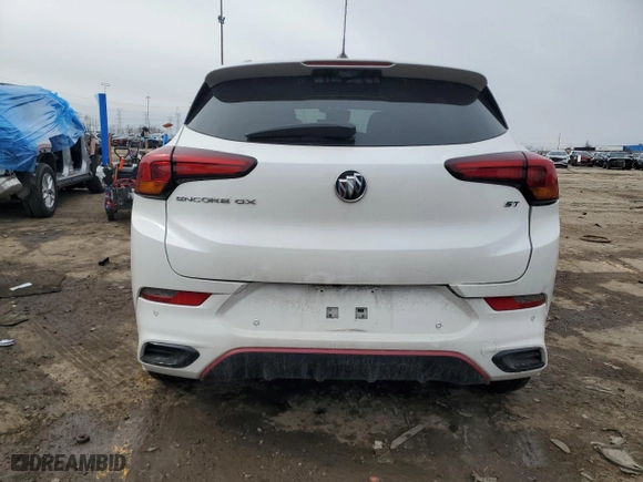 2021 Buick Encore GX Essence with VIN KL4MMFSL0MB122202, listed as a Copart auction lot 48409225 with 84,972 mi miles and Salvage Title. Bid and sale history available at carsss.com. Image 6.