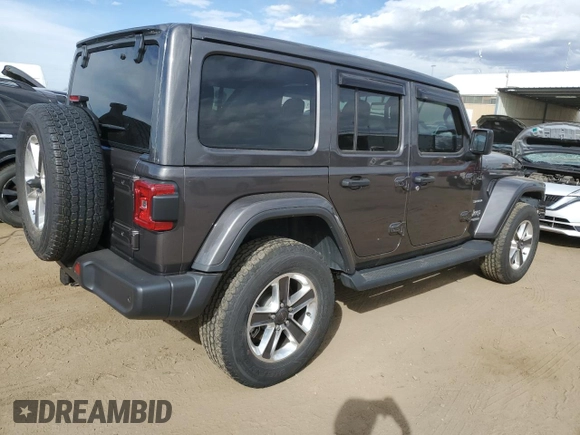 2021 Jeep Wrangler Unlimited Sahara High Altitude with VIN 1C4HJXEM5MW599937, listed as a Copart auction lot 71797814 with Not provided miles and Salvage title. Bid and sale history available at DreamBid. Image 3.