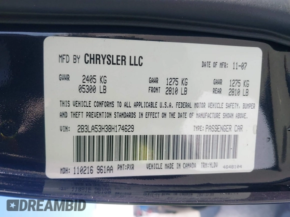 2008 Dodge Charger R/T with VIN 2B3LA53H38H174629, listed as a IAAI auction lot 41979951 with 88,680 mi miles and . Bid and sale history available at carsss.com. Image 9.