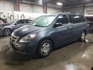 2005 Honda Odyssey EX-L z VIN 5FNRL38675B410084, wystawiony jako Copart lot #45508265 z przebiegiem 249 366 mil mil oraz Szkoda całkowita • Salvage title. Historia ofert i sprzedaży dostępna na DreamBid. Obrazek 1.